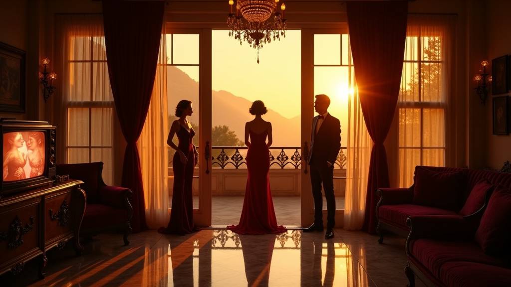 Affiche promotionnelle d'Amour, Gloire et Beauté représentant les personnages principaux dans une scène dramatique