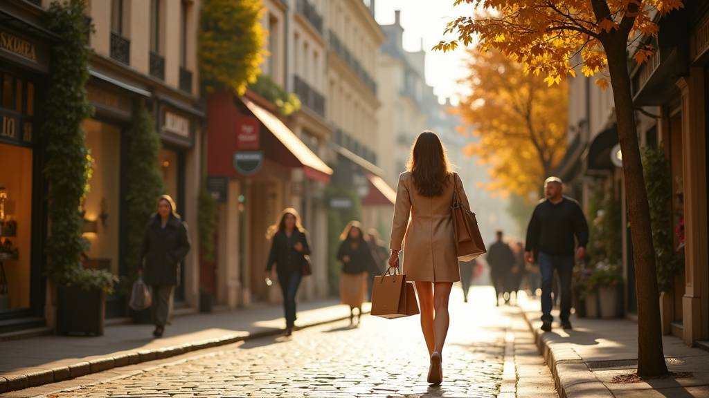 Vue aérienne de Paris montrant les principaux quartiers commerciaux avec des indicateurs colorés