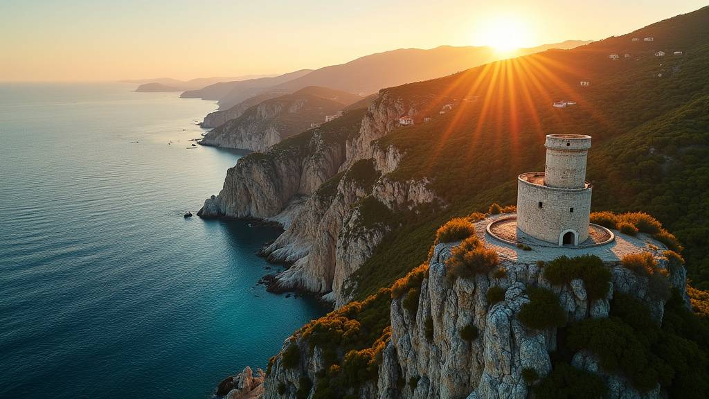 Vue aérienne de Calanques de Piana montrant les formations rocheuses uniques et l'eau turquoise