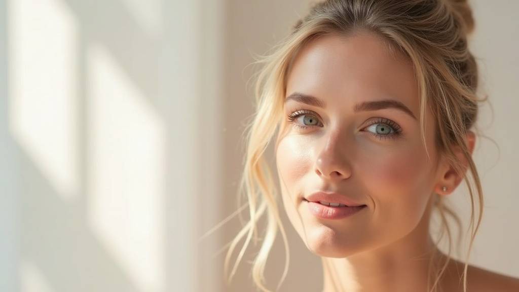 Femme appliquant un soin capillaire lissant sur ses longues mèches brunes dans une salle de bain bien éclairée