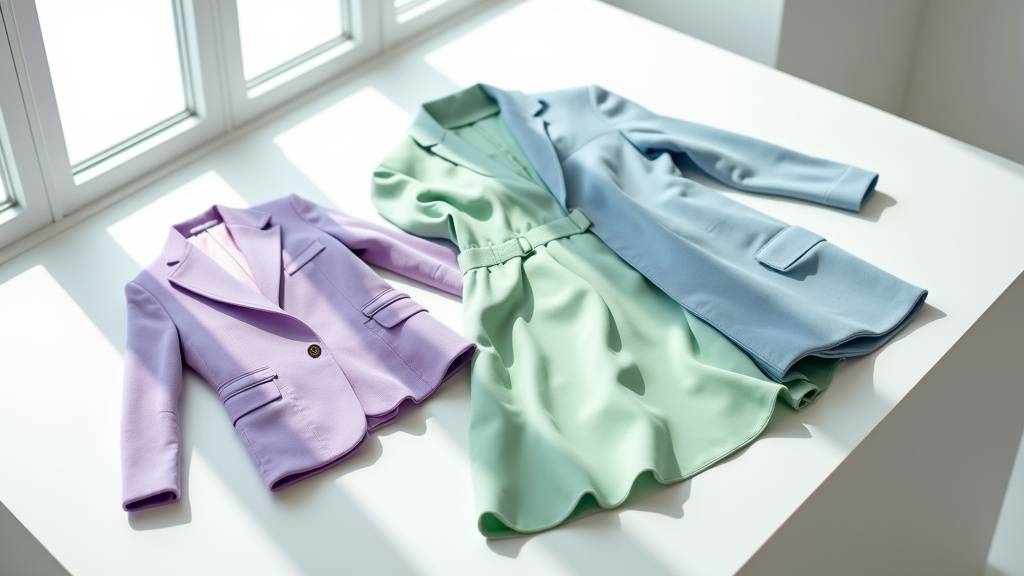 Ensemble tailleur en lin de couleur lavande, illustrant la tendance des pastels en 2026